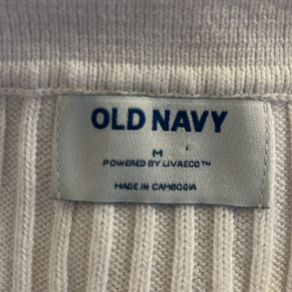 Old Navy White Wide Ribbed V-neck Summer Sleeveless Sweater Top Size Medium - Picture 4 of 5